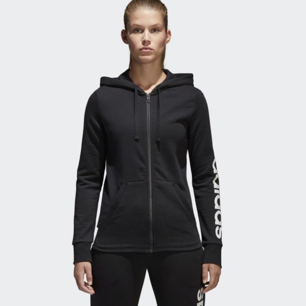 Adidas Women’s Essential Linear Fleece Full Zip Fleece Hoodie Size Small